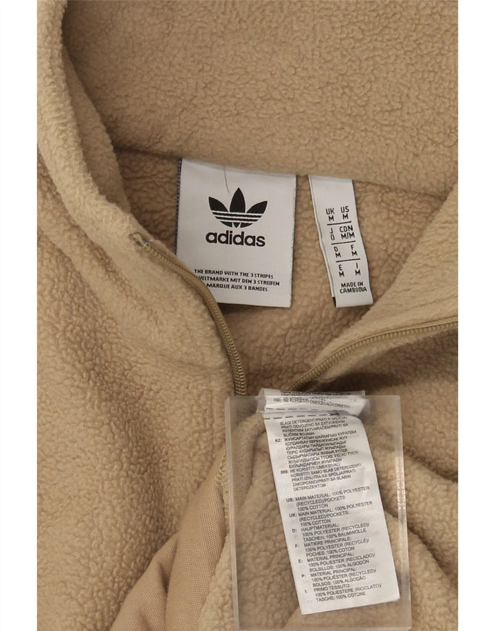 Adidas Pull polaire graphique à col zippé pour homme Beige moyen Polyester