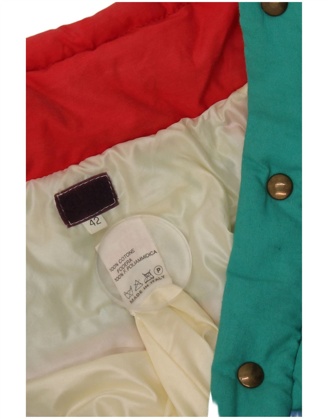Veste matelassée à capuche femme vintage IT 42 Medium Multicolore Colourblock