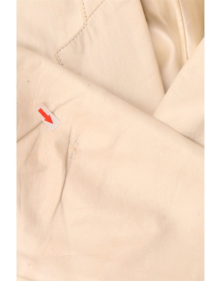 vintage Femme Cuir 2 Pièces Jupe Ensemble UK 12 Moyen W26 Off White