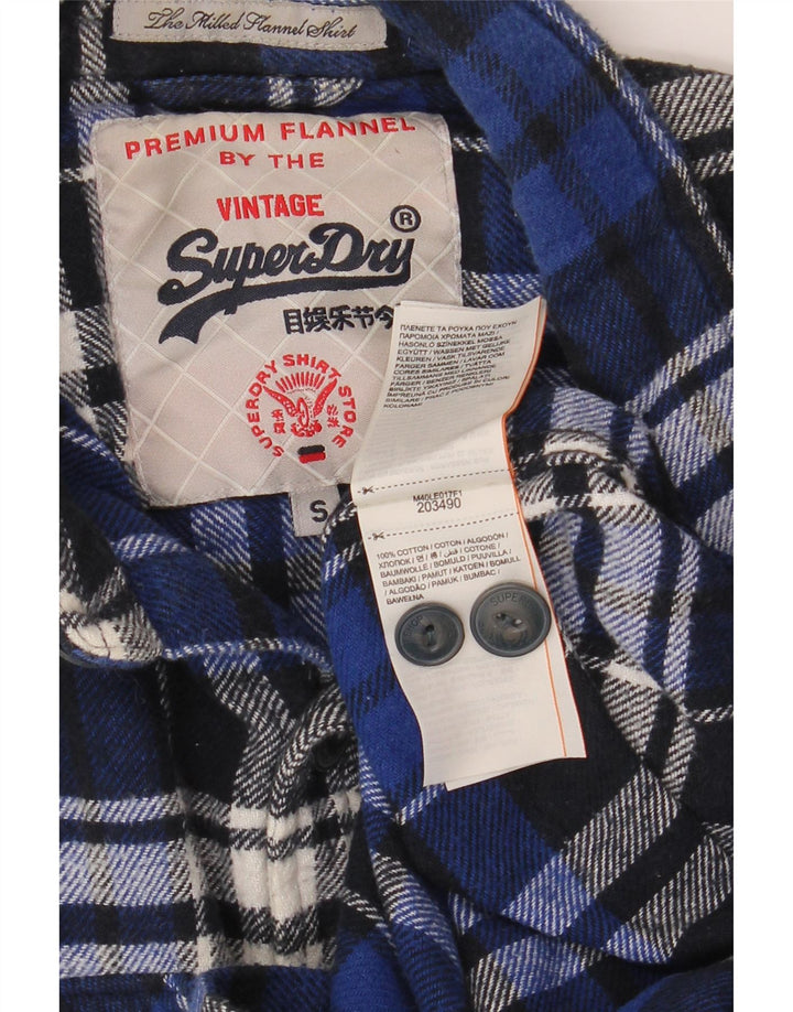SUPERDRY Chemise Flanelle Homme Petit Carreau Bleu Coton