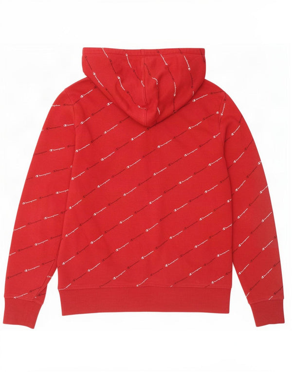 Champion Pull à capuche graphique pour femme UK 16 Large Rouge Coton