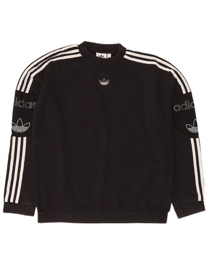 ADIDAS Sweat-shirt graphique coupe ample pour hommes, petit coton noir