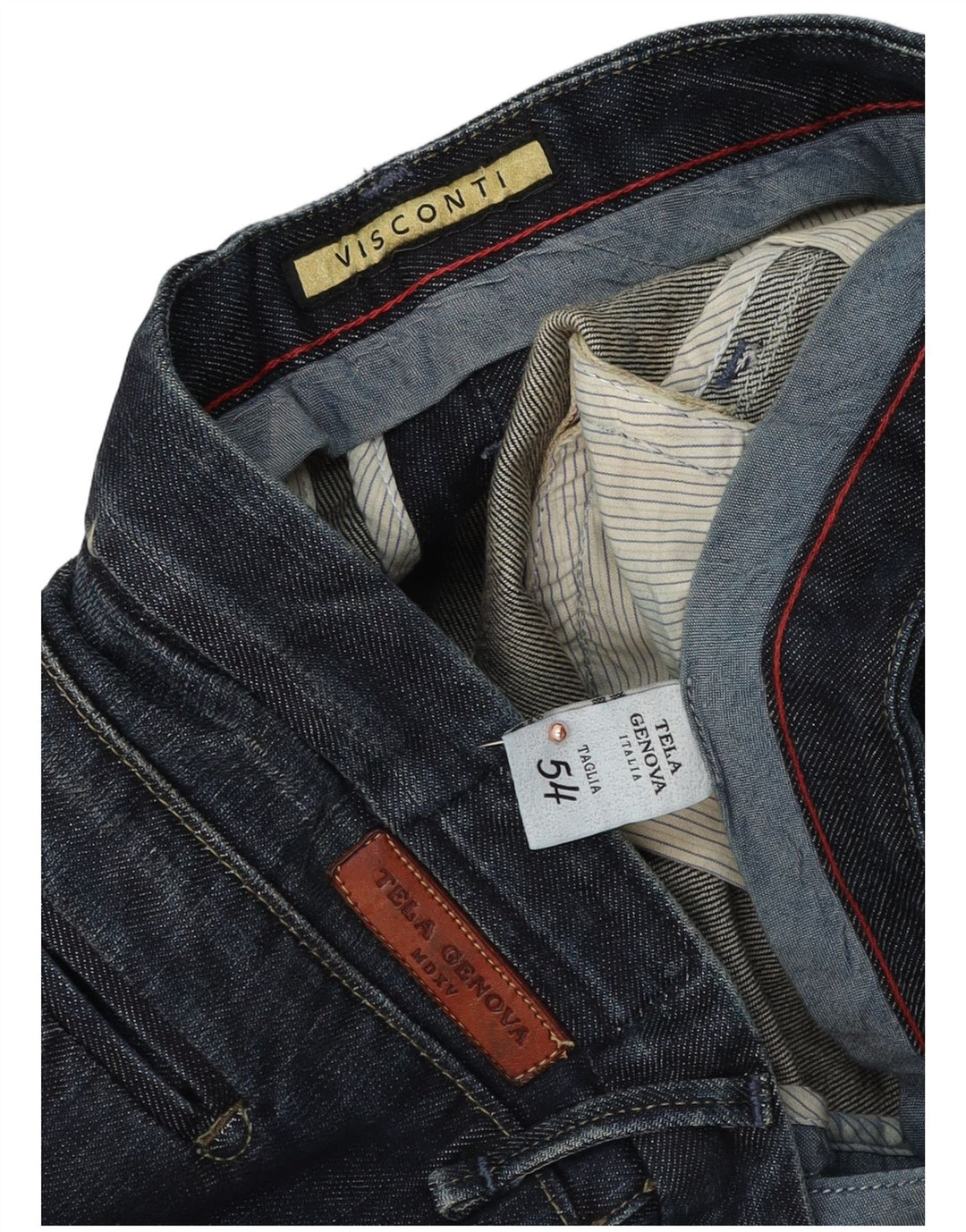 VISCONTI Jean droit homme IT 54 2XL W38 L32 bleu coton