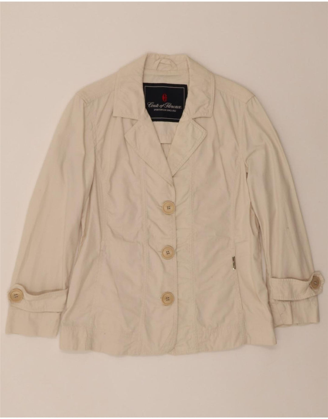 CONTE OF FLORENCE Womens 3 Button Blazer Jacket IT 44 Medium Off White Vintage Conte of Florence and Second-Hand Conte of Florence from Messina Hembry 