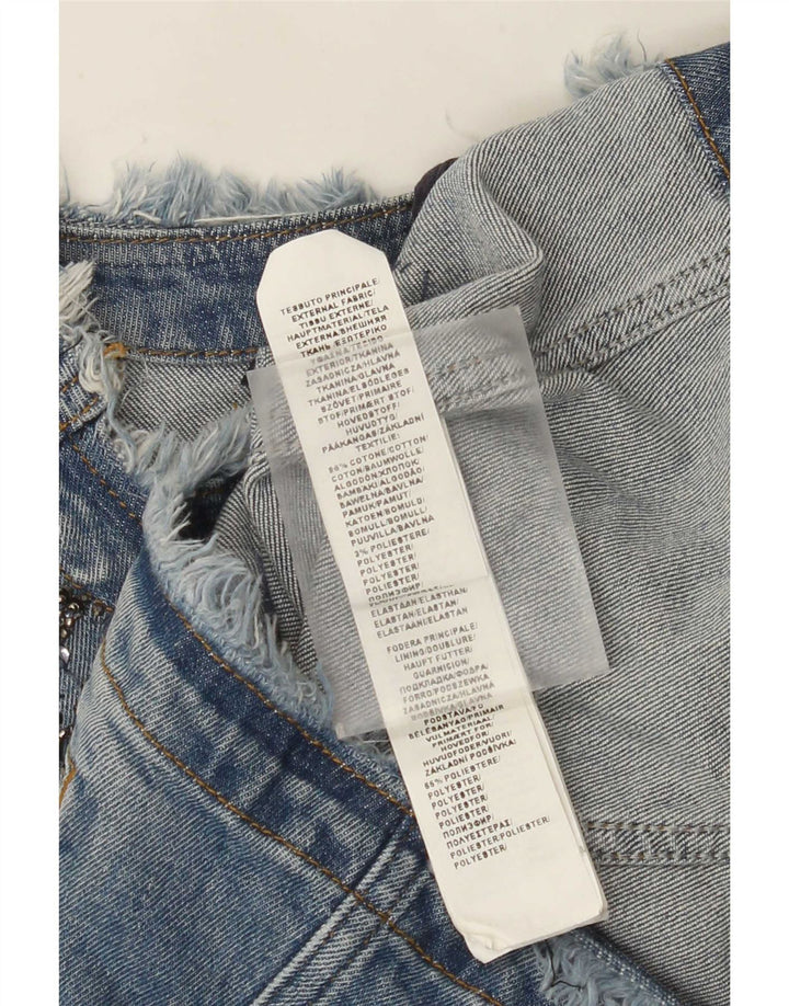 Liu Jo Veste en jean courte pour femme UK 8 Small Bleu Coton