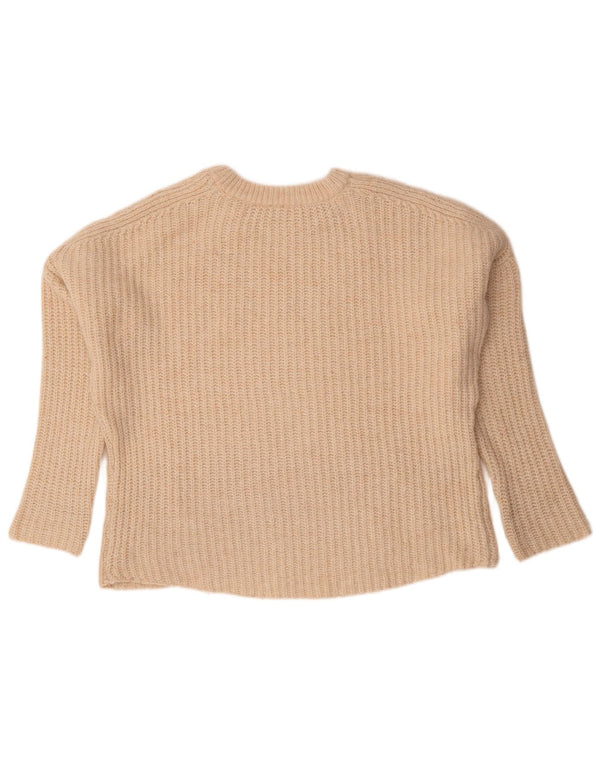 Zara Pull surdimensionné à col rond pour femme UK 14 Beige moyen