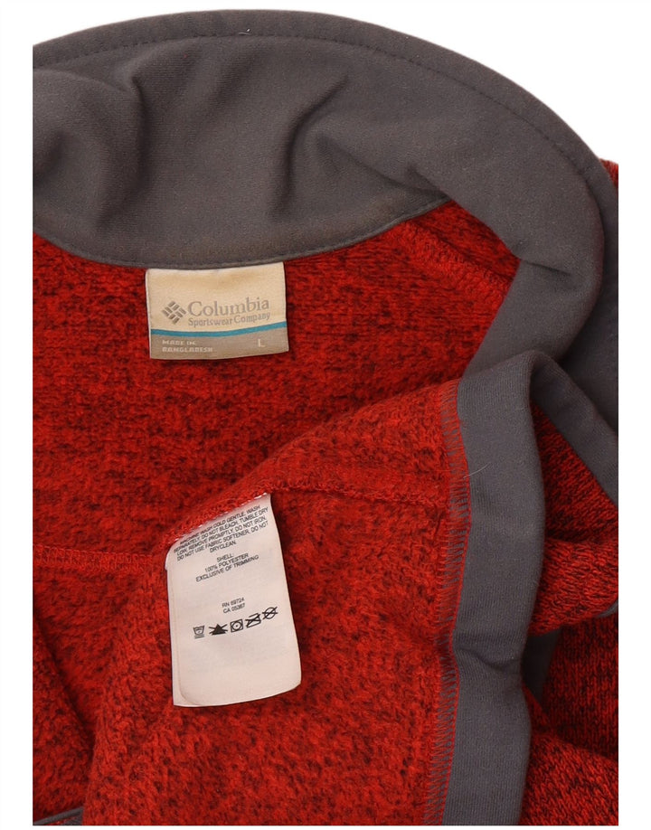 Columbia Cardigan Homme Pull Large Orange Moucheté Polyester