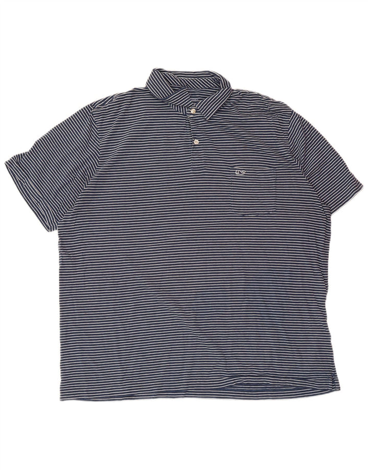 VINEYARD VINES Polo coupe classique pour homme XL en coton à fines rayures bleu marine