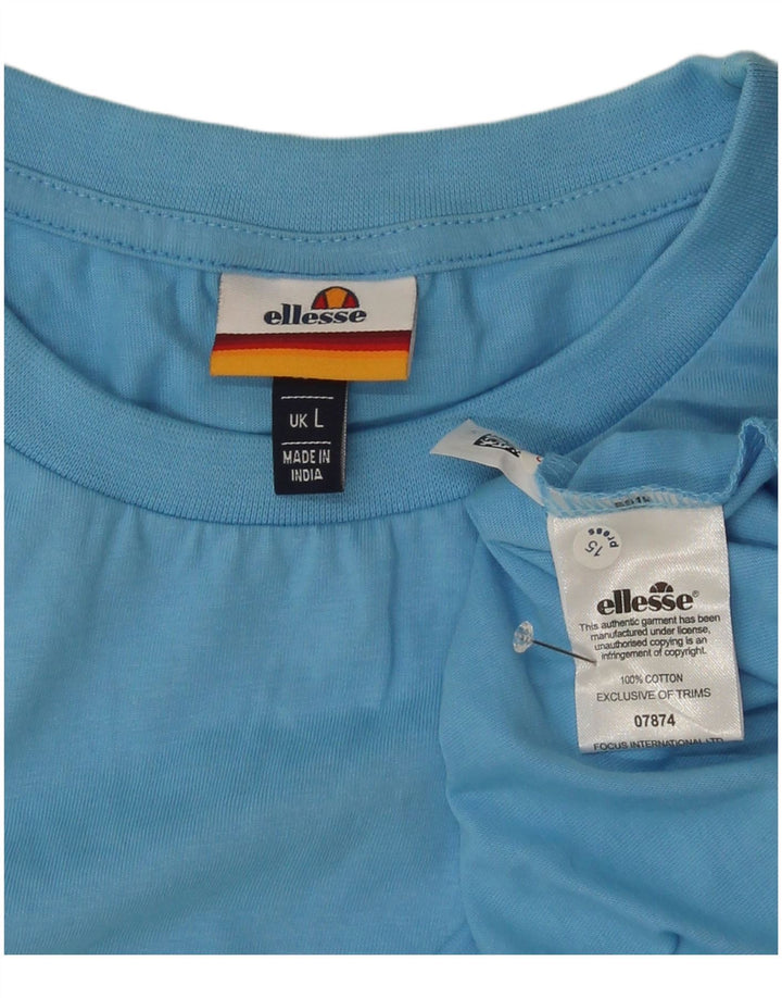 Ellesse Homme T-Shirt Graphique Haut Large Bleu Coton