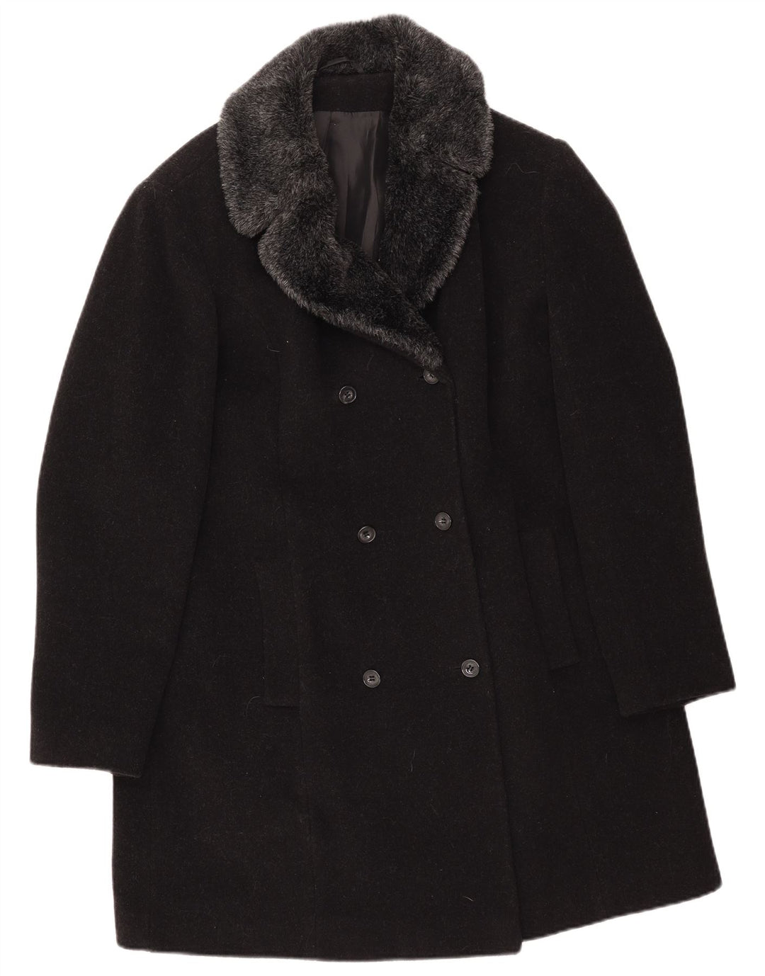 St. Bernard Manteau double boutonnage pour femme UK 16 Grande laine noire