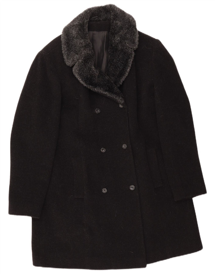 St. Bernard Manteau double boutonnage pour femme UK 16 Grande laine noire