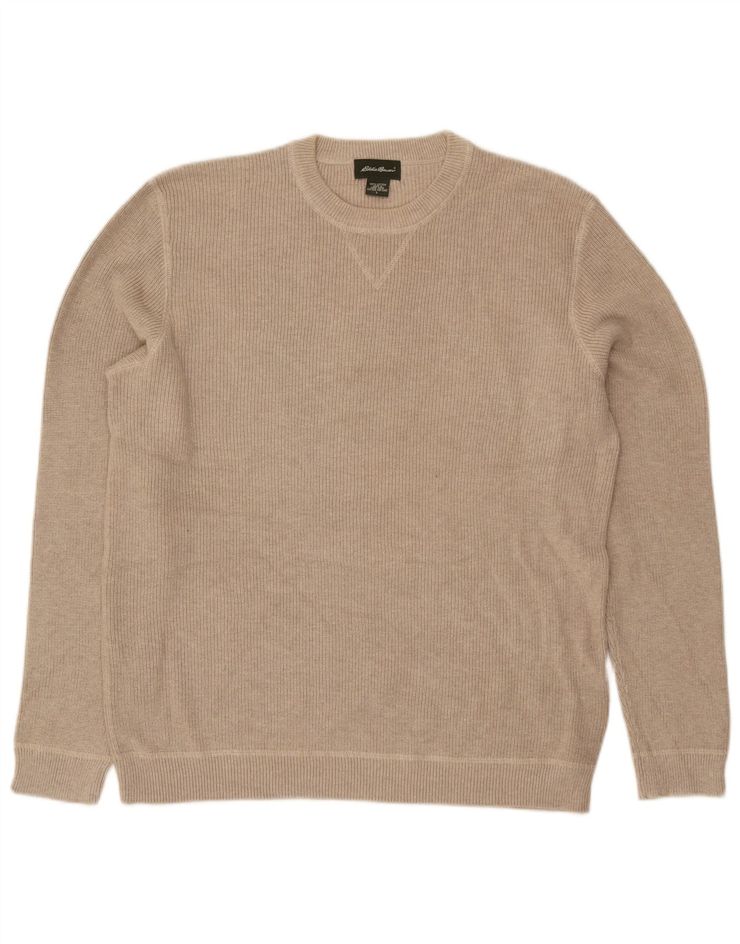 Eddie Bauer Pull à col rond pour homme en coton beige