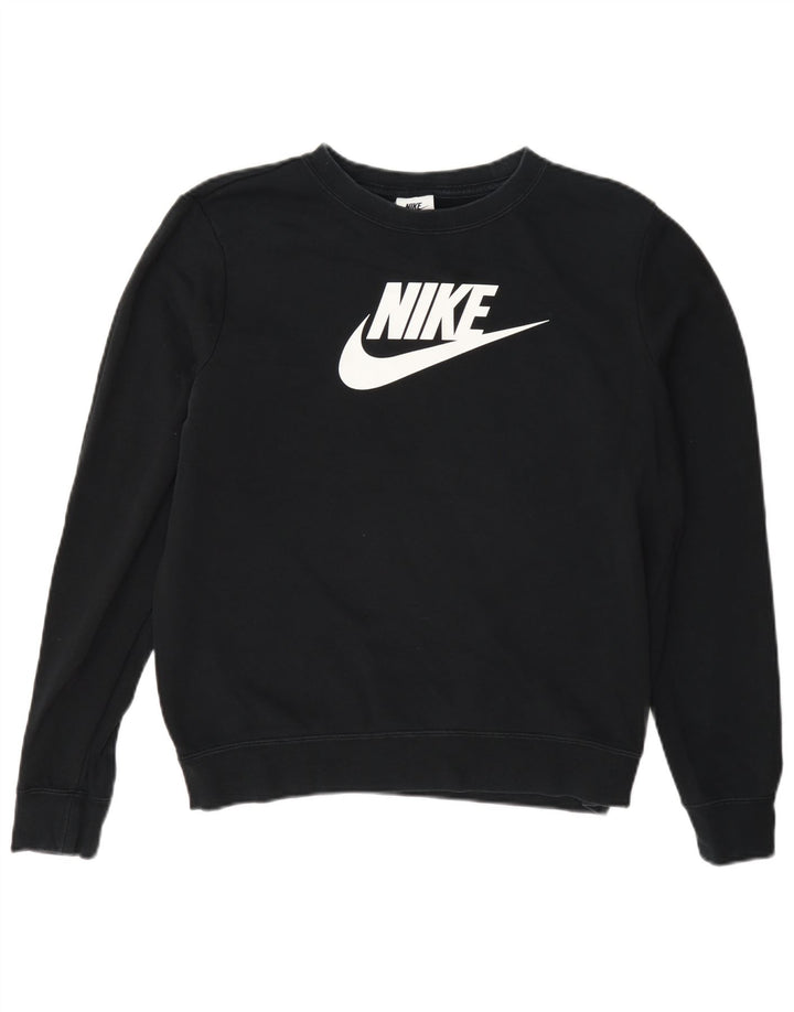 Nike Sweat-shirt surdimensionné graphique pour femme UK 10 Petit coton noir