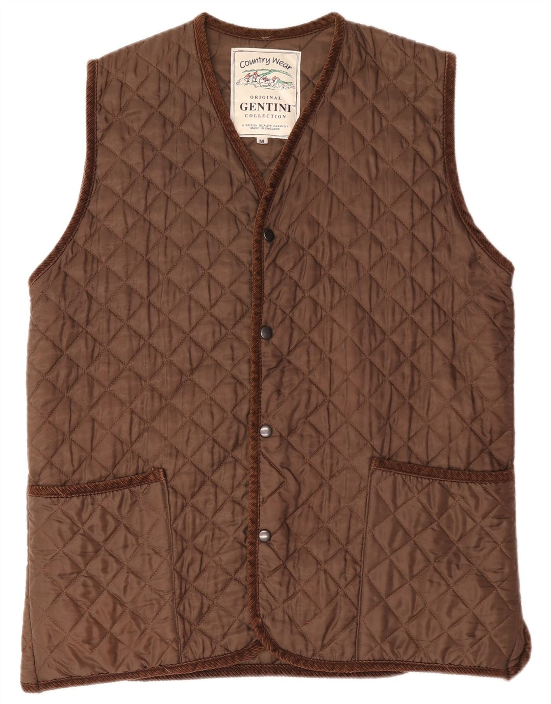 Gilet matelassé homme vintage UK 38 Polyester marron moyen