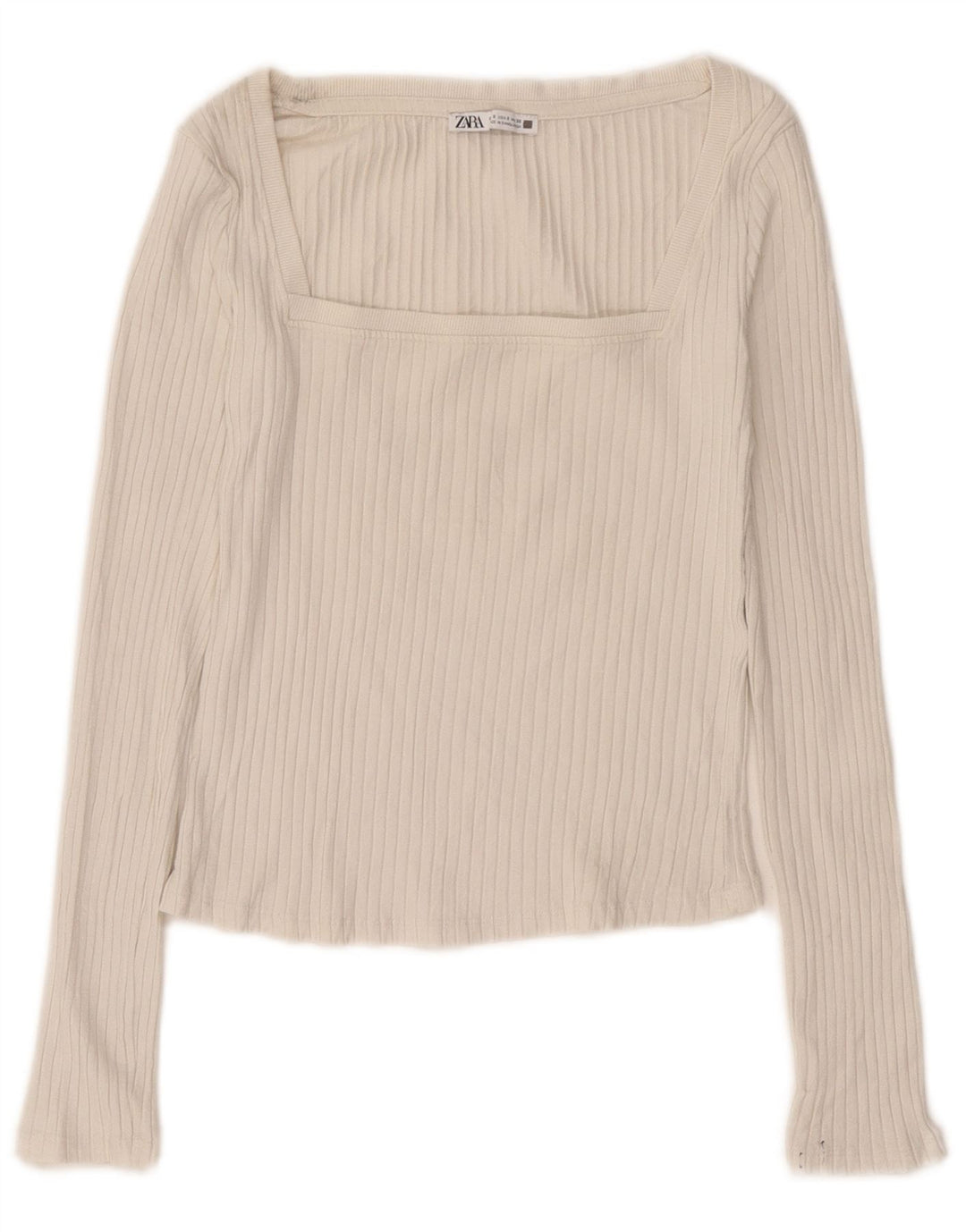 Zara Womens Crop Top Manches Longues UK 10 Petit Beige