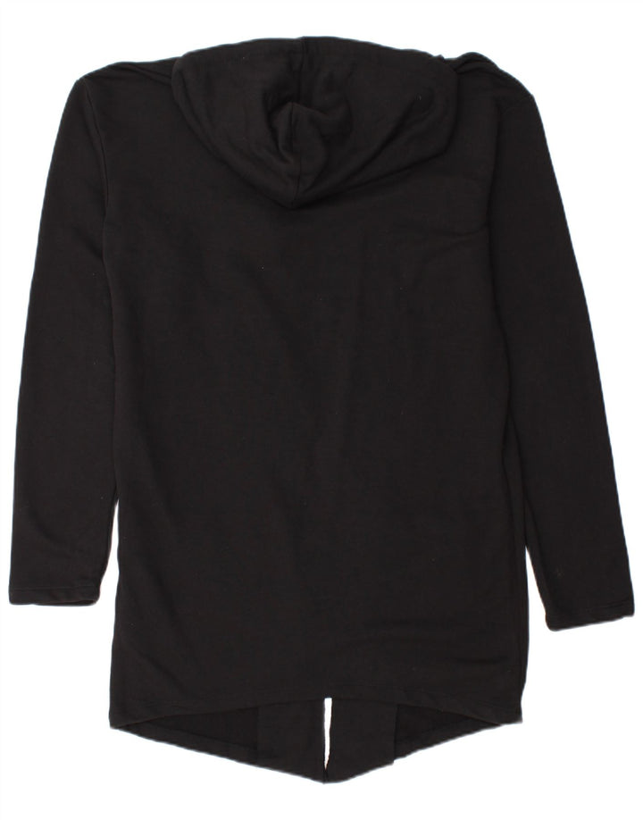ZARA Femme Longline Cardigan à capuche Pull UK 10 Petit Noir Coton
