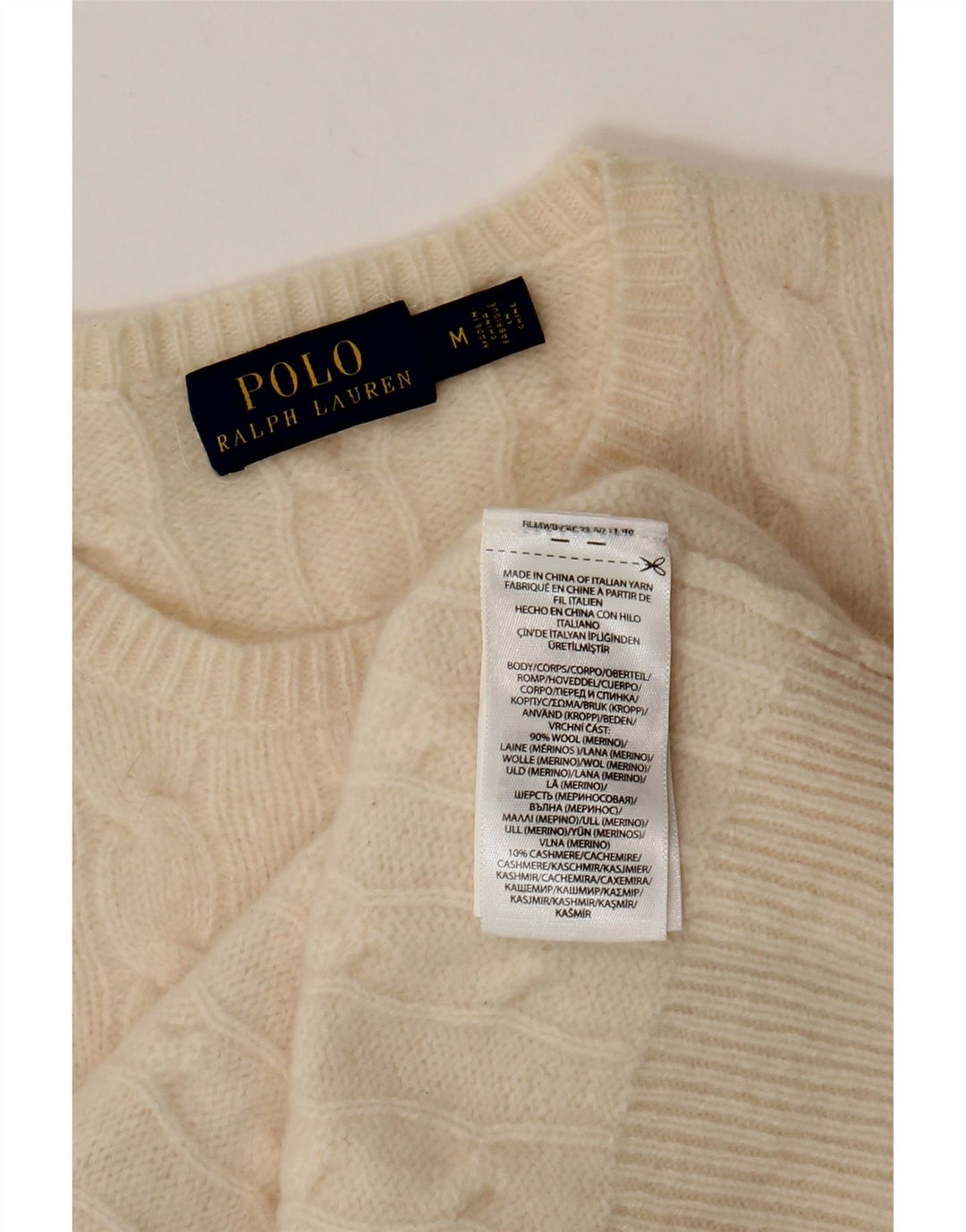 Polo Ralph Lauren Pull ras du cou pour femme UK 12 Medium Off White