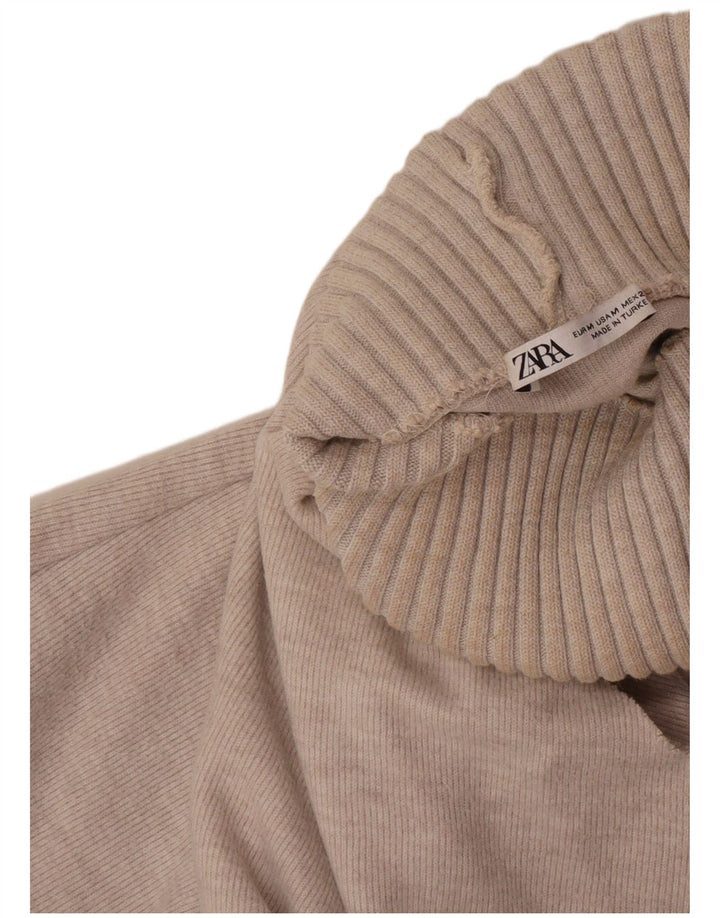Zara Débardeur à col roulé pour femme UK 12 Beige moyen