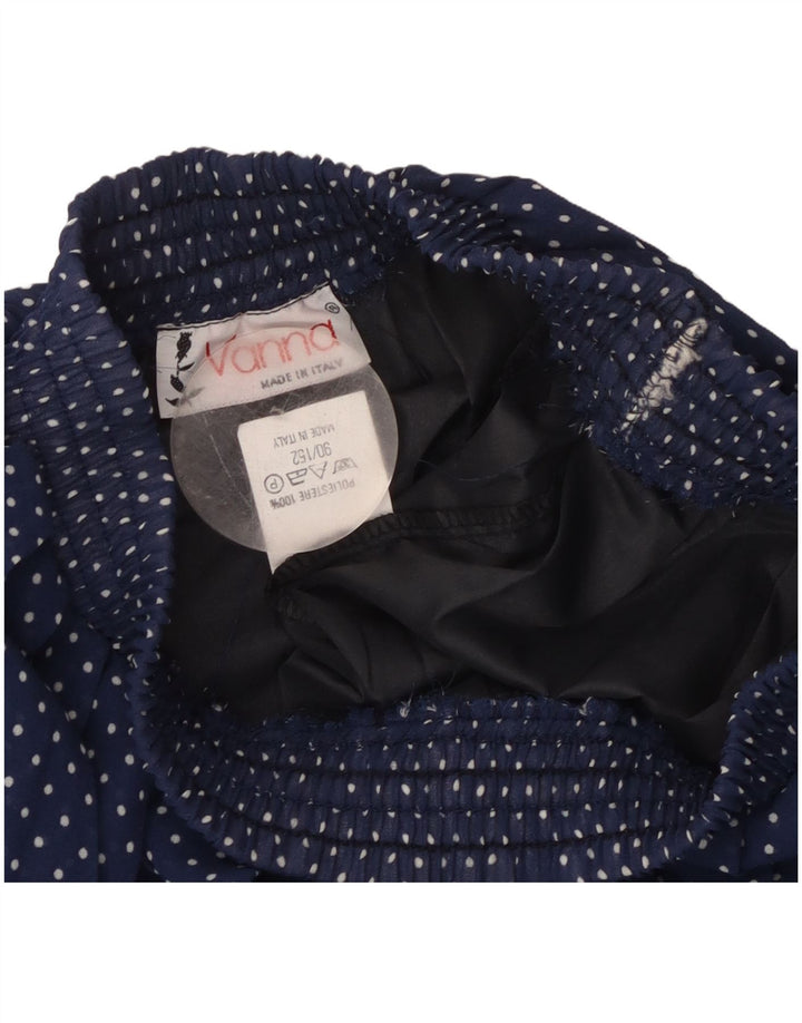 jupe plissée femme vintage W26 Petit polyester bleu marine à pois
