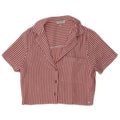 PULL & BEAR Chemisier court à manches courtes pour femme UK 6 XS Rouge rayé