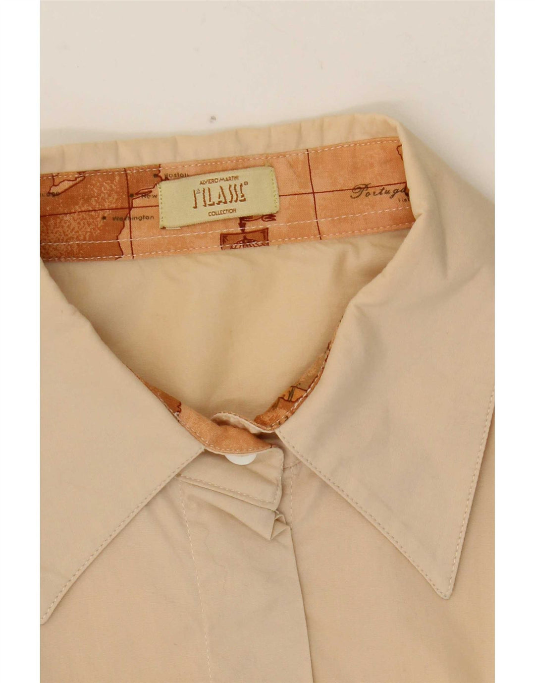ALVIERO MARTINI Chemise Femme UK 16 Grand Coton Beige