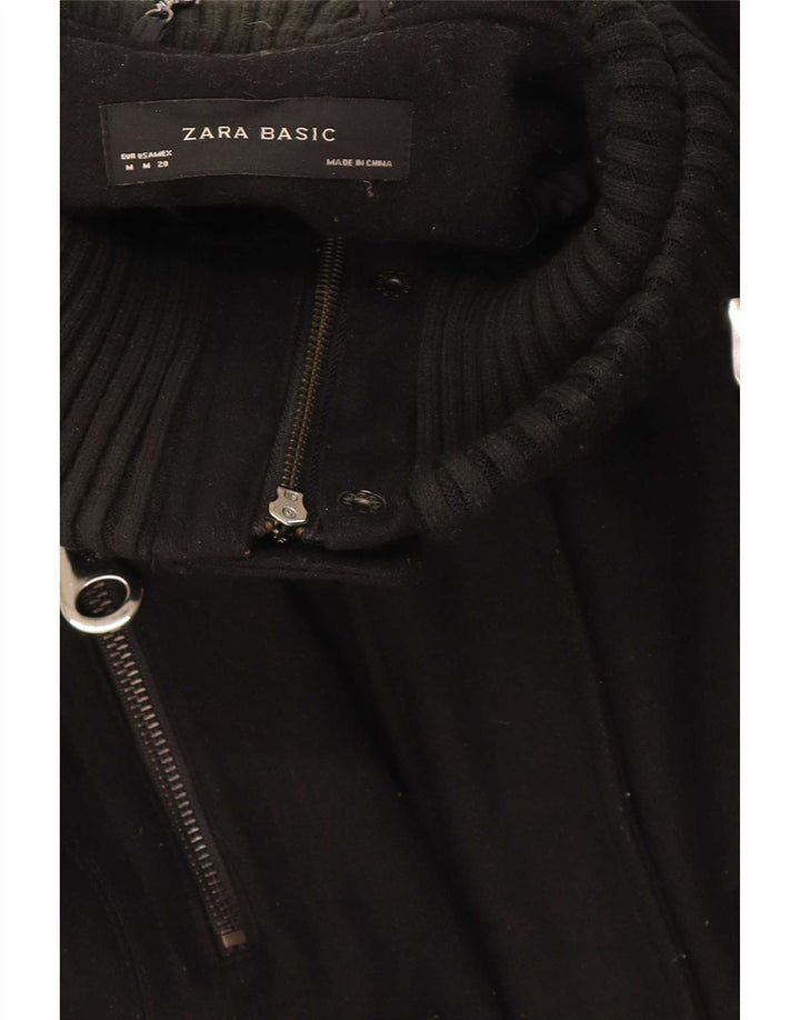 Zara Womens Bomber Jacket UK 14 Laine noire moyenne