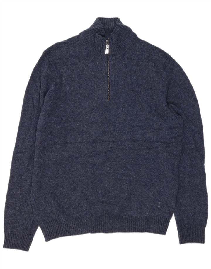 Marks & Spencer Pull à col zippé pour homme Taille L Bleu marine classique
