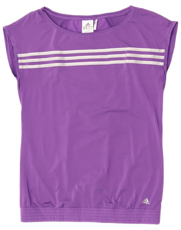 Adidas T-shirt graphique pour femme UK 16 Large Violet Polyester Sports