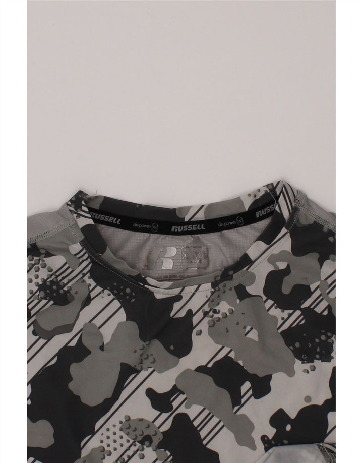 RUSSELL ATHLETIC T-Shirt Dri-Power Garçon 14-15 Ans XL Gris Camouflage