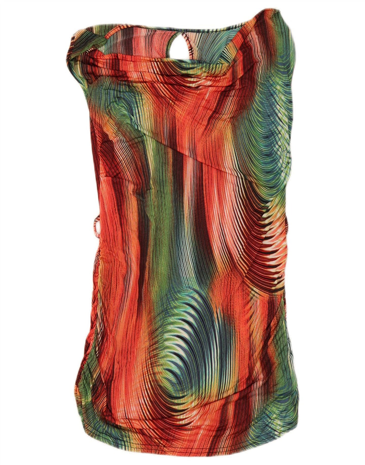 Vintage Femme Motif Abstrait Robe Basique UK 8 Petit Multicolore
