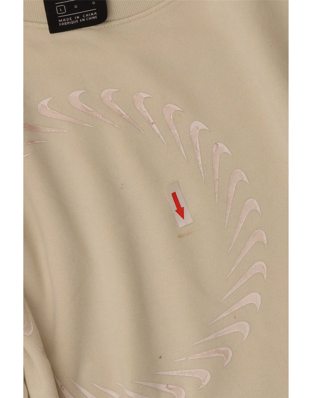 Nike Sweat-shirt surdimensionné graphique pour femme UK 16 Grand coton beige