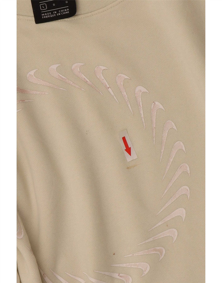 Nike Sweat-shirt surdimensionné graphique pour femme UK 16 Grand coton beige