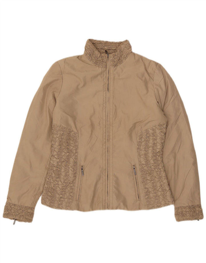 Zara Veste Bomber Femme UK 14 Beige Moyen