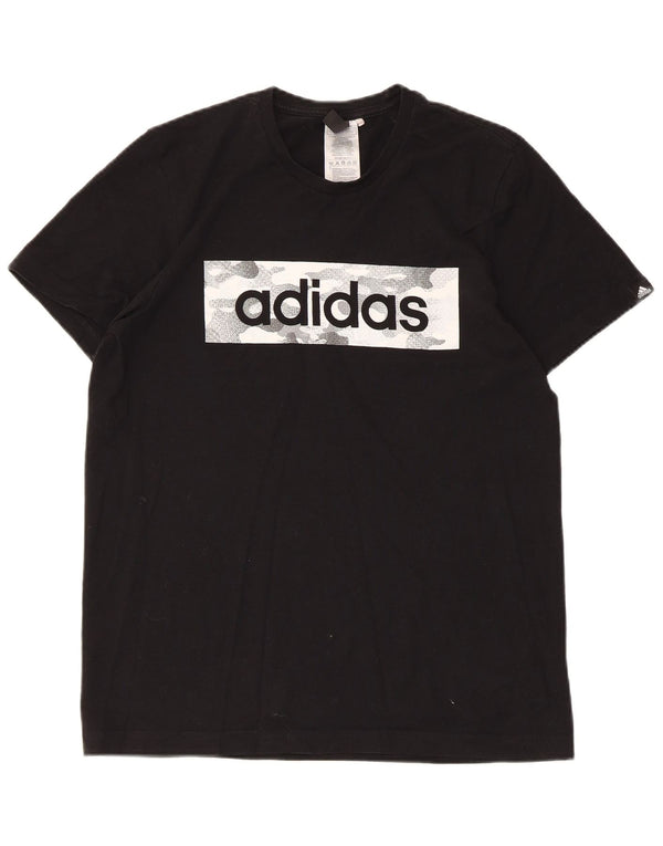 Adidas T-shirt graphique pour hommes, petit haut en coton noir