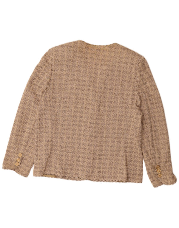 Liola Veste Blazer 3 Boutons à Manches 3/4 pour Femme UK 16 Grand Coton Beige
