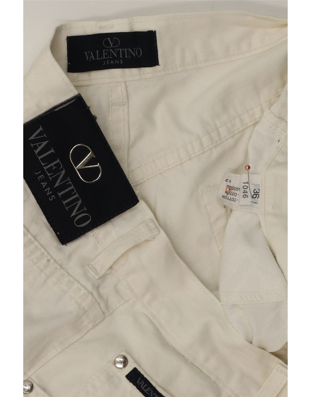VALENTINO Pantalon Droit Casual Homme W36 L31 Blanc Coton
