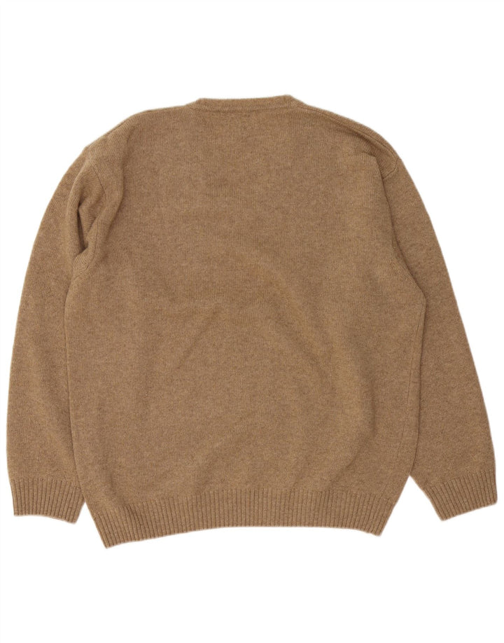 Sergio Tacchini Pull col V pour homme en laine marron Large