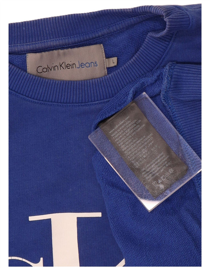 CALVIN KLEIN JEANS Sweat-shirt graphique pour homme en coton bleu moyen