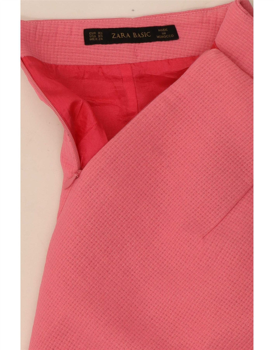 Zara Femme Mini Jupe XS W24 Rose Polyester