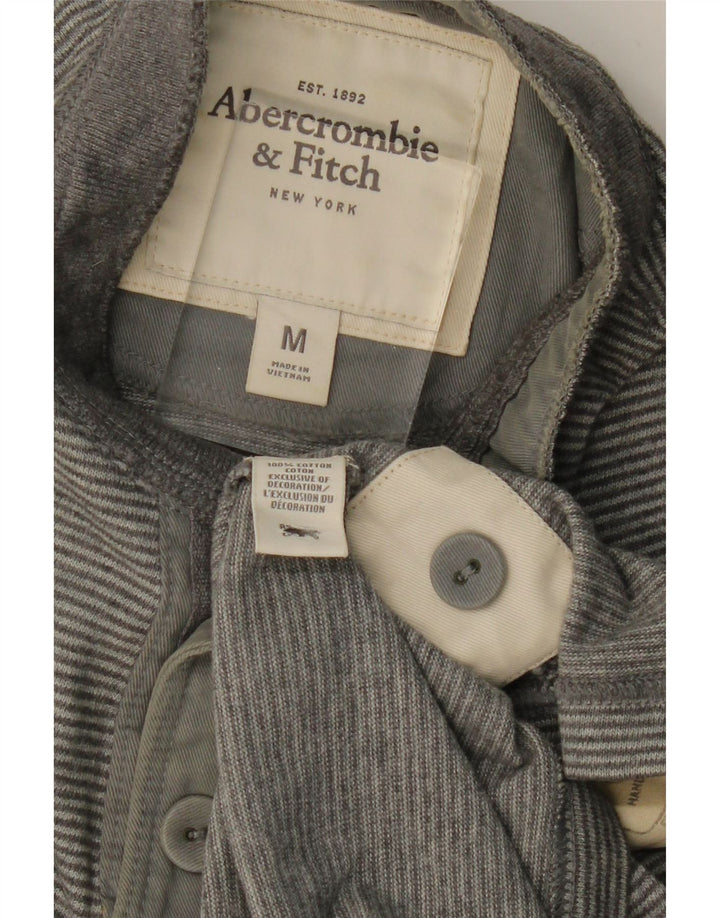 ABERCROMBIE & FITCH Polo homme en coton à fines rayures gris moyen