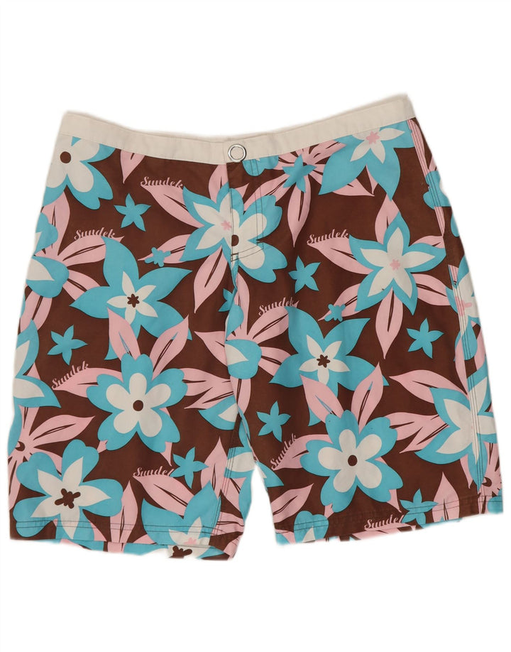 Sundek Short de bain pour homme en polyester floral marron moyen