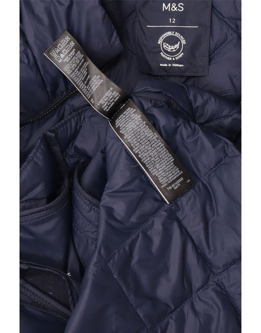 Marks & Spencer Veste matelassée matelassée pour femme UK 12 Bleu marine moyen