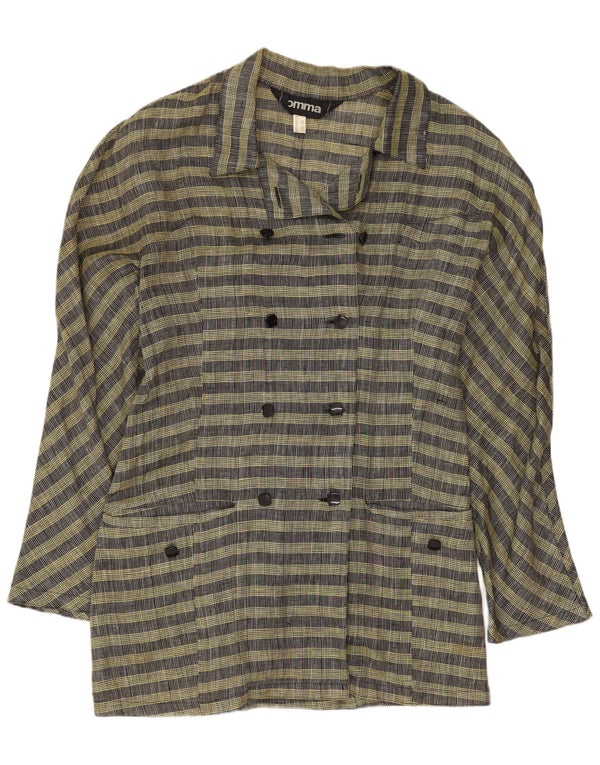 Comma, Veste Blazer Croisée Femme UK 14 Large Yellow Check Wool