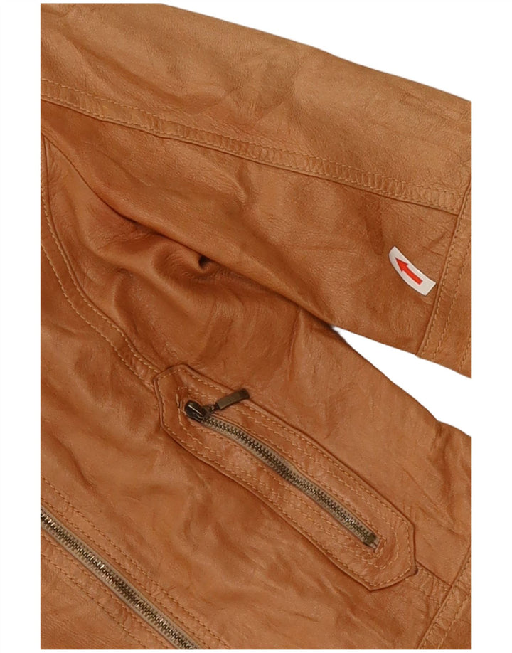 XETRA Veste de motard en cuir pour femme UK 8 Small Beige