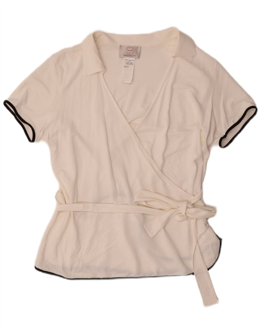 MARINA RINALDI Chemisier portefeuille à manches courtes pour femme UK 14 Blanc moyen