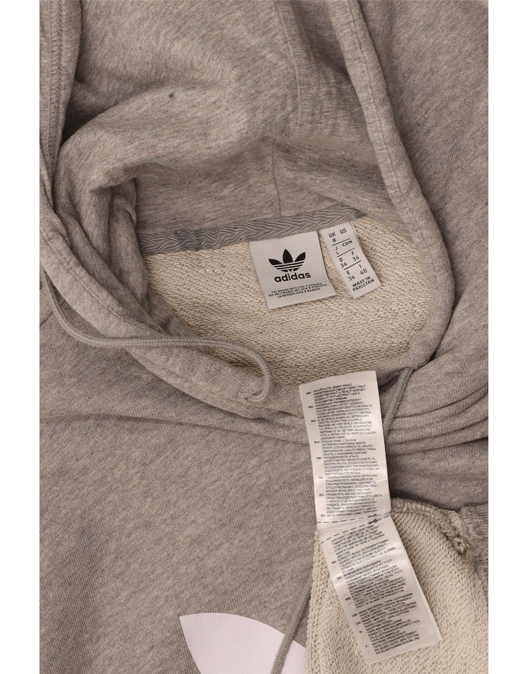 ADIDAS Pull à capuche graphique surdimensionné pour femme UK 8 Petit coton gris