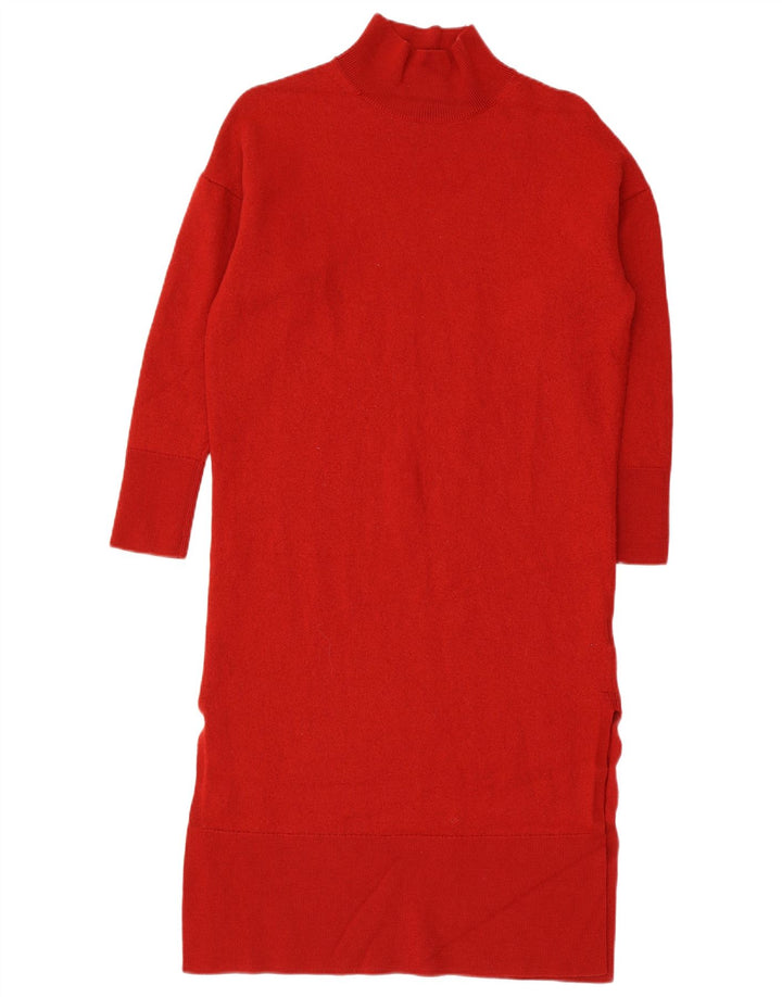 Cos Robe pull à manches longues pour femme UK 10 Petite laine rouge