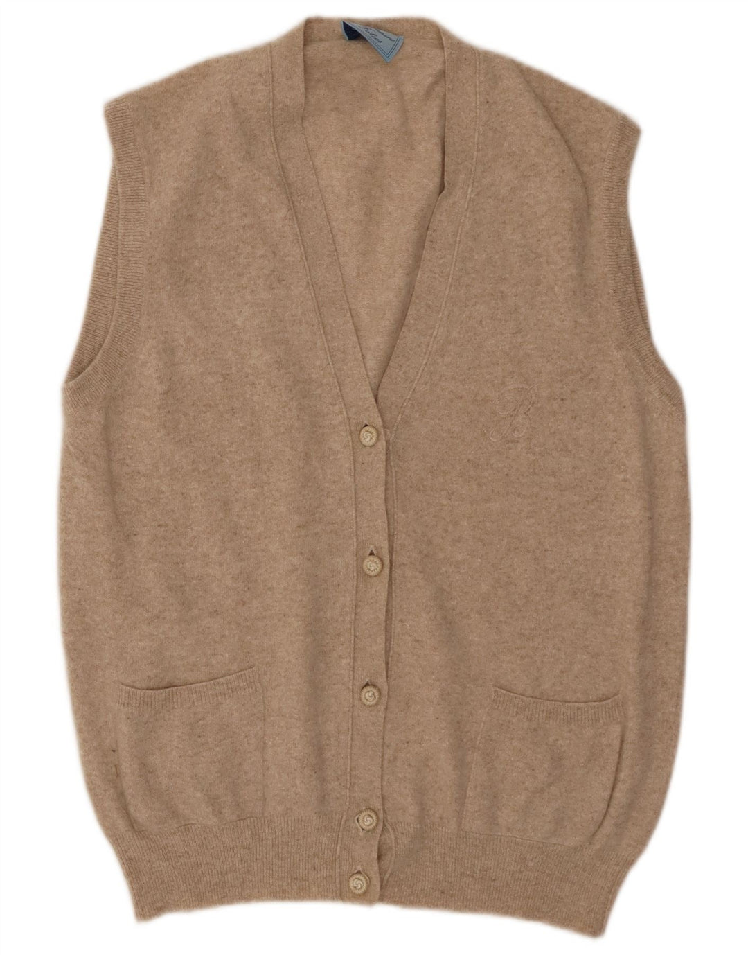 BLUMARINE Pull Cardigan sans Manches Femme IT 46 Grande Laine Beige