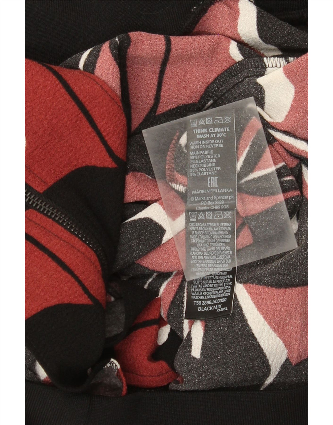 Marks & Spencer Veste Bomber Femme UK 12 Medium Noir Floral Polyester
