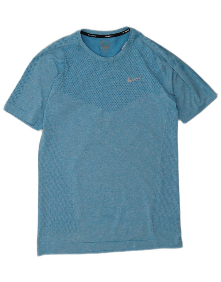 Nike Hommes Dri Fit T-Shirt Haut Petit Bleu Moucheté Polyester